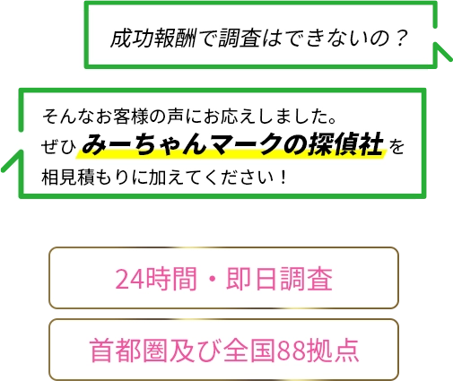 みーちゃんマークの探偵社 業界最大手全国対応 拠点数全国88ヶ所